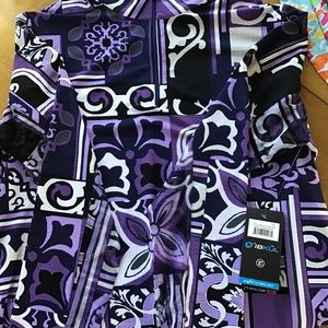 IBKUL Golf / tennis shirt. Long sleeve spf +50. PURPLE/lavender Jacklin print.